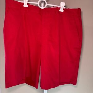 Orvis Men's Red Golf Shorts Size 38‎ Pleated Flat Front Chino Stretch Casual